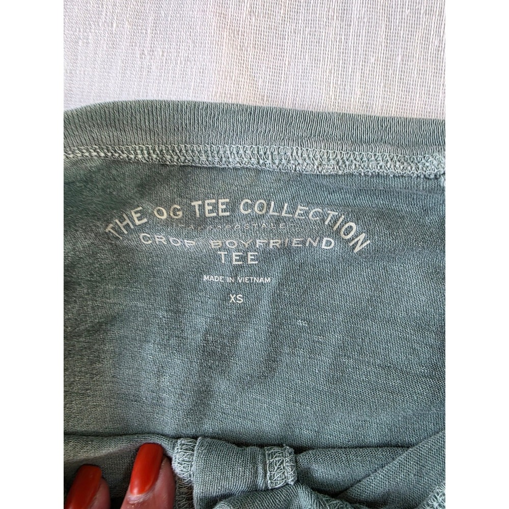 Aeropostale OG Tee Collection Crop Boyfriend Henley Sage Green XS granola boho - Picture 4 of 6